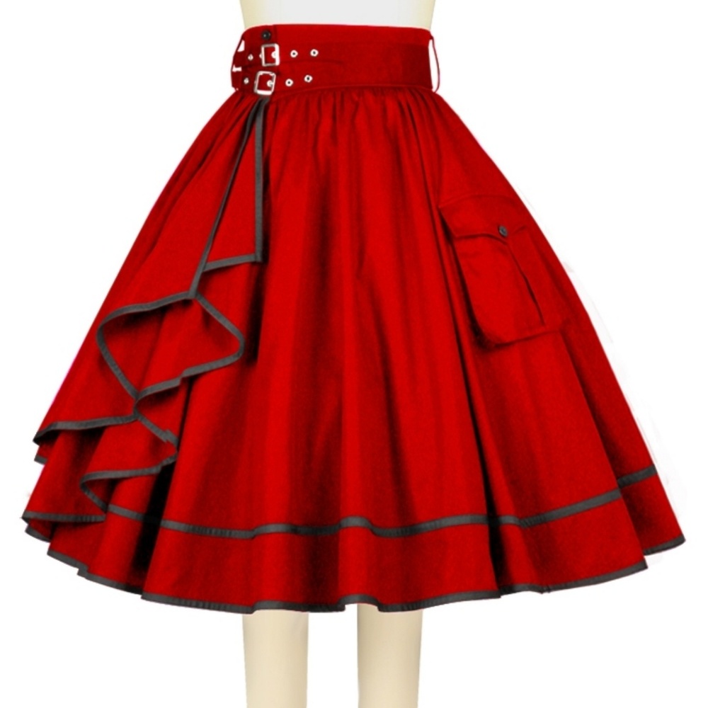 Pocket Pin Up Clothing Skirt Gothic Steampunk Red